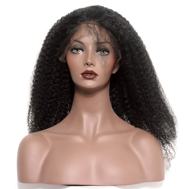 Glueless Lace Front Human Hair Wigs 250% Density Afro Kinky Curly Peruvian Remy Hair Lace Front Wigs with Baby Hair 20inch