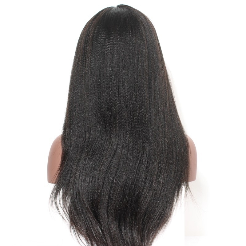 African American Lace Front Wigs Human Hair Lace Wig 250% Density Light Yaki Pre-Plucked Natural Color Hair Bleached Knots With Baby Hair