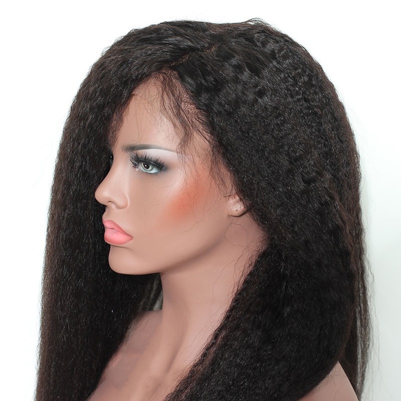 Natural Looking Lace Front Wigs 250% Density Pre pLucked Natural Black Glueless Brazilian Wigs Kinky Straight Natural Hair Line for Black Women