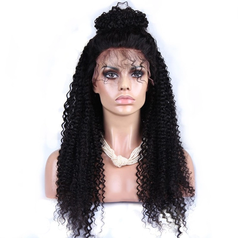 Remy Lace Front Wigs Kinky Curly Brazillian  Human Hair Natural Color 250% Density Glueless Lace Front Wig Bleached Knots Pre Plucked