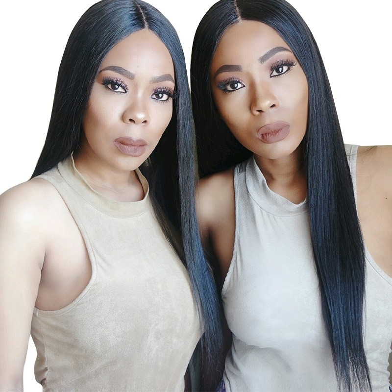 Lace Front Human Hair Wigs For Black Women Silk Straight 250% Density Pre Plucked Natural Hairline With Baby Hair Remy Hair