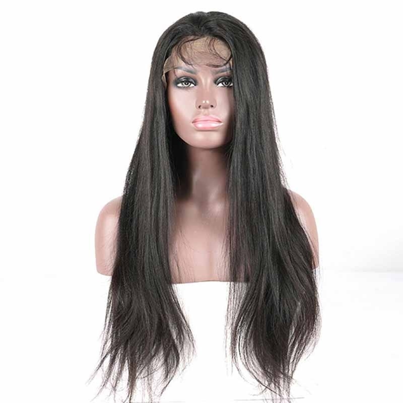 Light Yaki 250% Density Malaysian Human Hair Lace Front Wig Natural Color Hair Bleached Knots Pre Plucked With Baby Hair