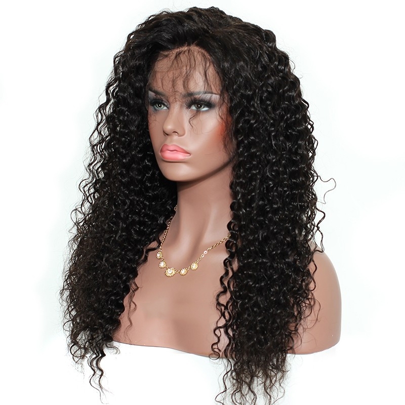 Curly Lace Front Wig 250% Density With Babay Hair Around Bleached Knots 8A Grade Natural Color Deep Curly Human Hair Natural Color Unprocessed