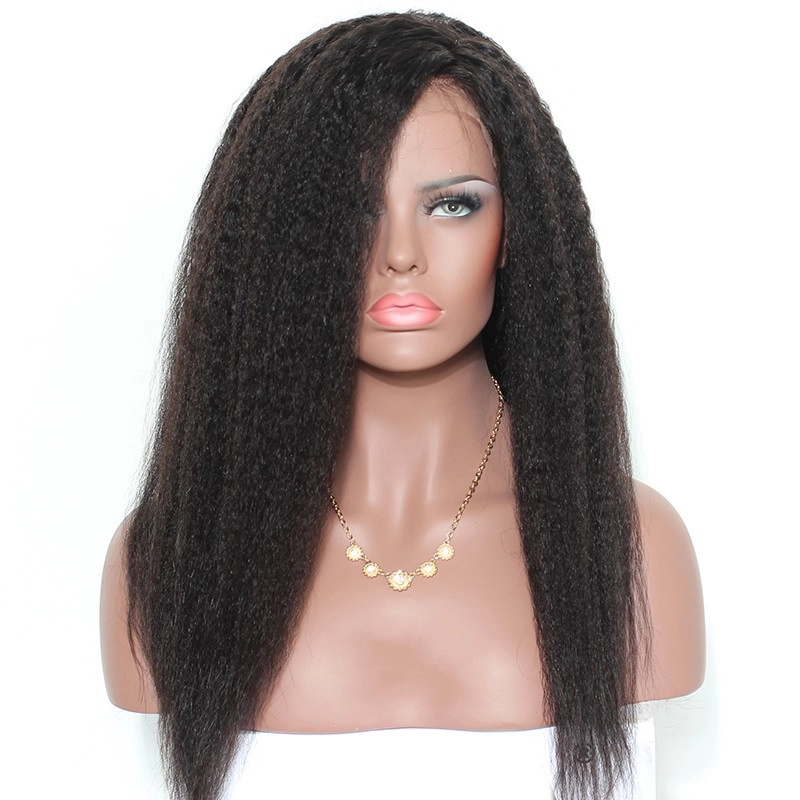 Natural Looking Lace Front Wigs 250% Density Pre pLucked Natural Black Glueless Brazilian Wigs Kinky Straight Natural Hair Line for Black Women