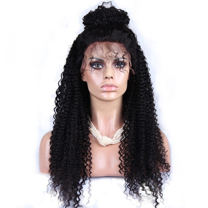 Lace Front Wigs with Bleached Knots Natural Color Brazilian Hair 250% Density Kinky Curly Lace Front Human Hair Wigs Natural Hair Line