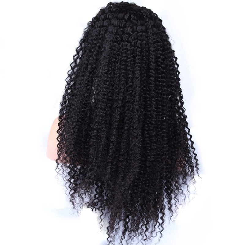 Remy Lace Front Wigs Kinky Curly Brazillian  Human Hair Natural Color 250% Density Glueless Lace Front Wig Bleached Knots Pre Plucked