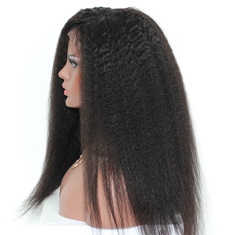 Natural Looking Lace Front Wigs 250% Density Pre pLucked Natural Black Glueless Brazilian Wigs Kinky Straight Natural Hair Line for Black Women