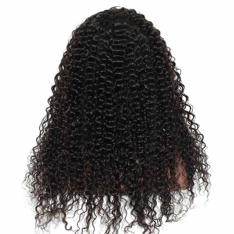 360 Lace Wigs 200% Density Deep Curly Natural Color Human Hair No Tangle No Shedding With Baby Hair Around