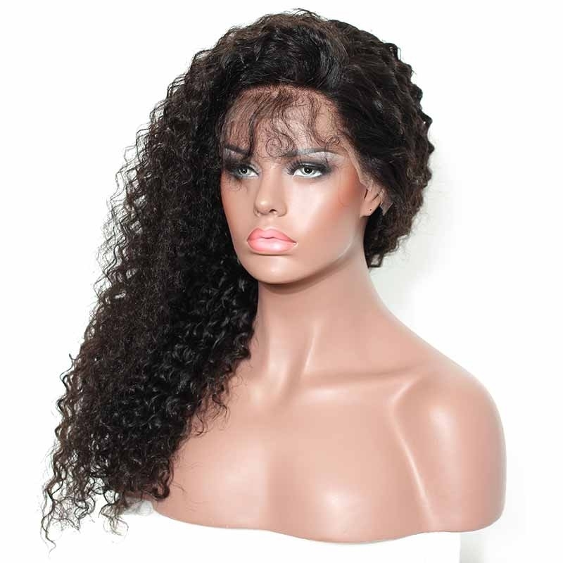 360 Lace Wigs 200% Density Deep Curly Natural Color Human Hair No Tangle No Shedding With Baby Hair Around