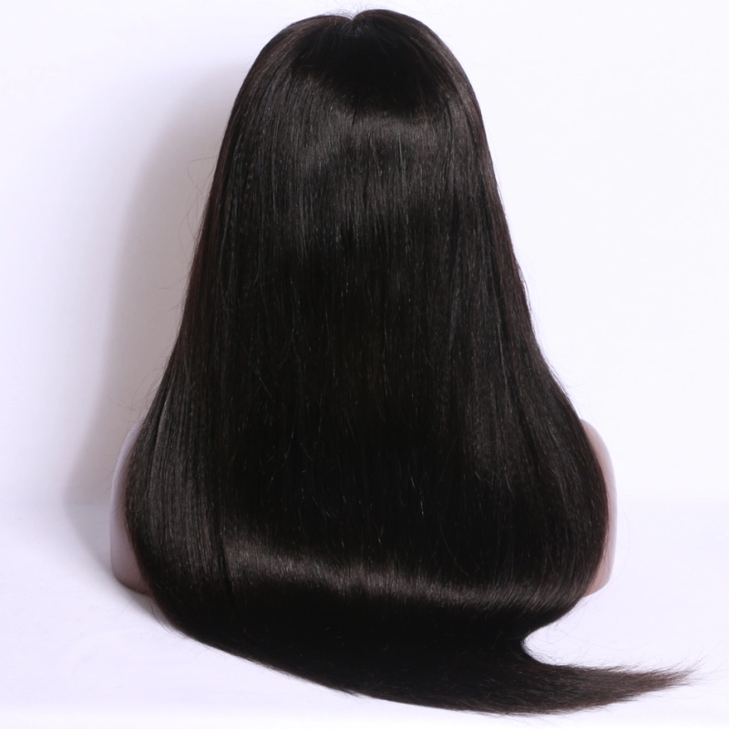 Wholesale Full Lace Wigs Yaki Straight Brazilian Hair Wig Human Hair 360 Circular Wig Bleached Knots Natural Color