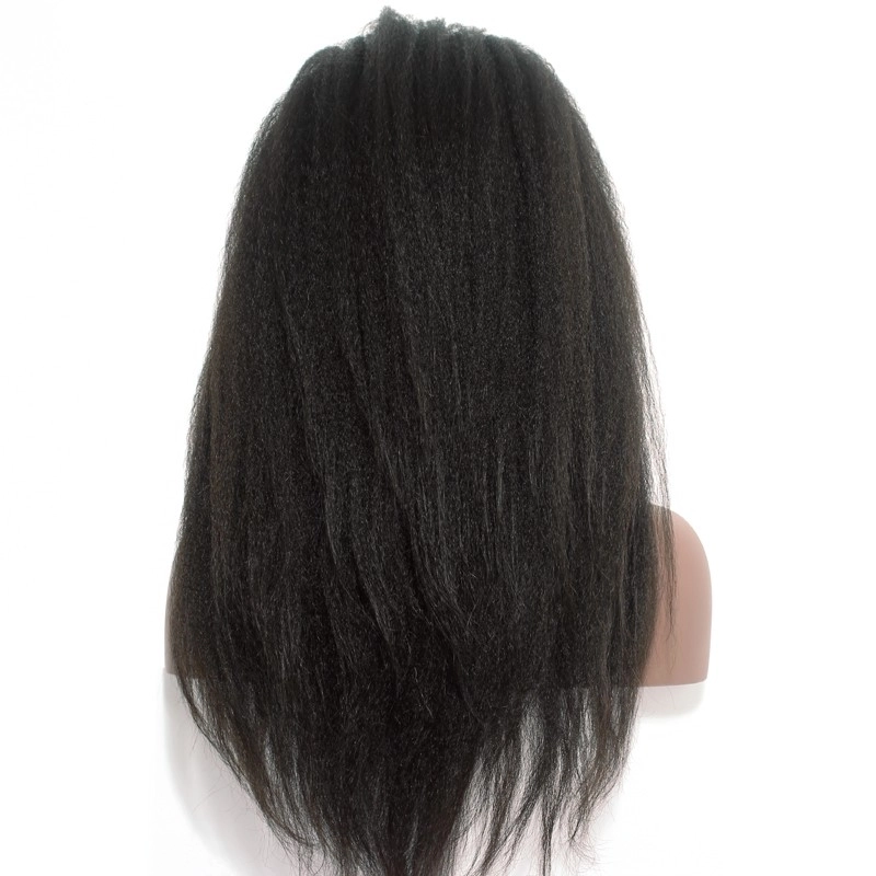 360 Frontal Wig Kinky Straight Natural Human Hair Full Lace Wigs With Baby Hair Around 180% Density Lace Frontal Wigs For Sale