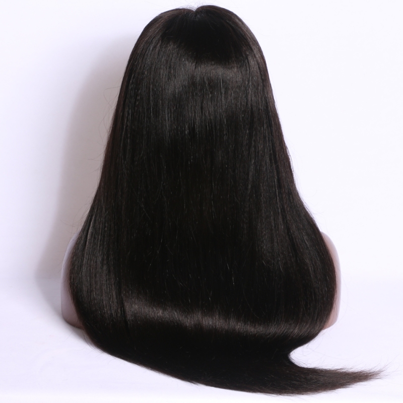 Brazilian Full Lace Wig Yaki Straight Brazillian Hair Human Hair 360 Circular Lace Wigs Bleached Knots