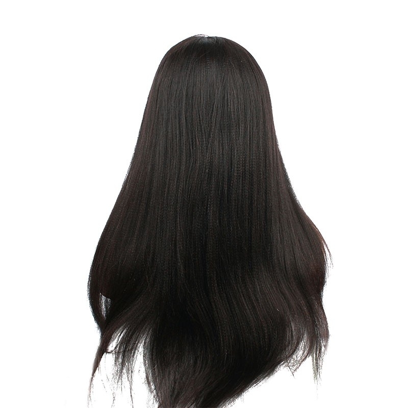 Lace Wigs With Baby Hair Natural Black Light Yaki Lace Front Wig Human Hair Bleached Knots Pre-Plucked Natural Hair Line