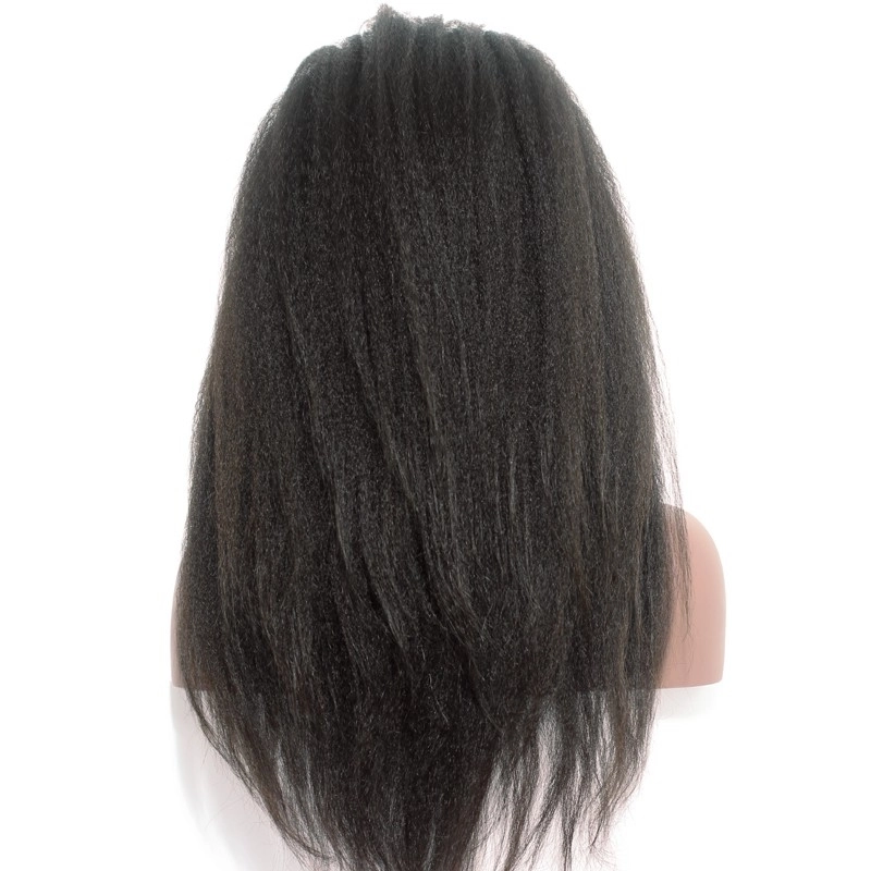 Wholesale Lace Wigs Human Hair Wig Bleached Knots Peruvian Human Hair Kinky Straight Lace Wig Natural Color