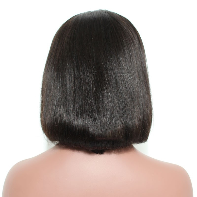 Human Hair Bob Wigs Silky Straight 130% Density Brazilian Natural Color Hair Bleached Knots
