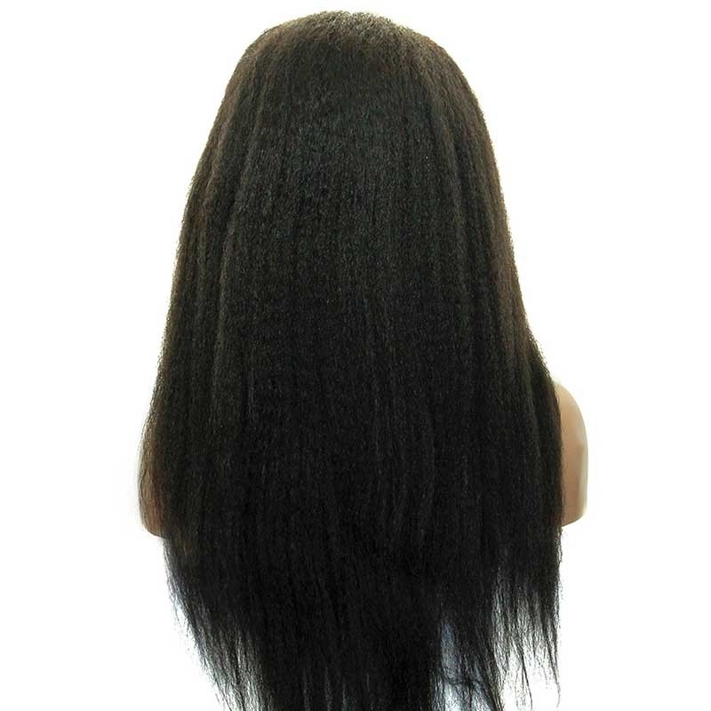 Brazilian Human Hair Lace Front Wigs Kinky Straight Human Hair Natural Black Bleached Knots Pre-Plucked With Natural Hairline