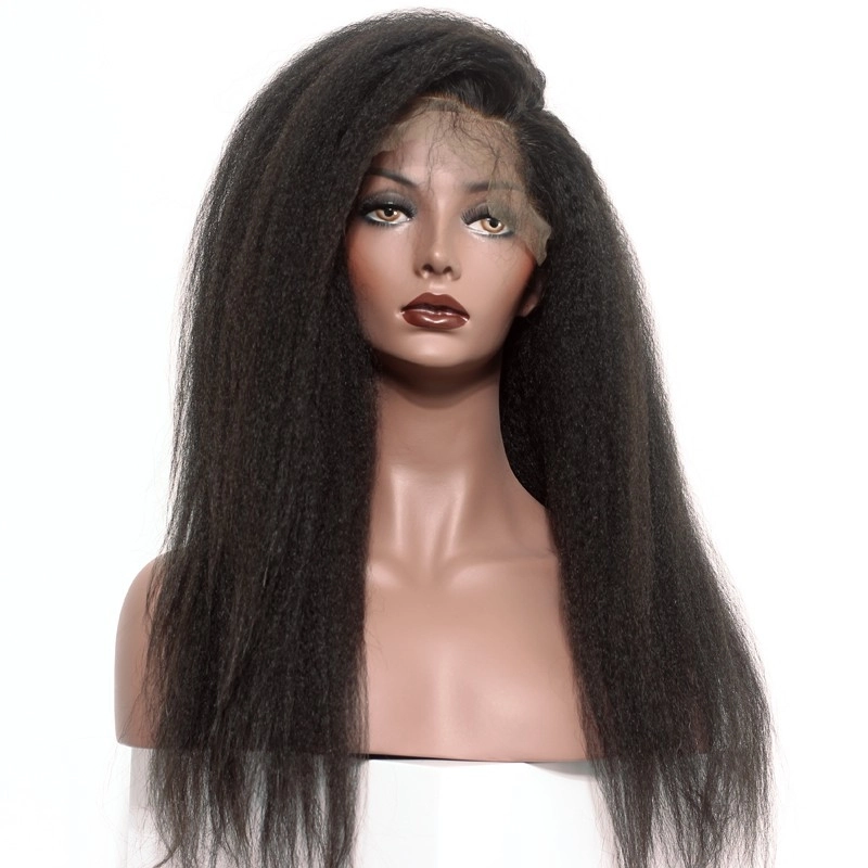 Malayisan Lace Front Wigs Human Hair Natural Color Kinky Straight Hair Wig With Baby Hair Pre Plucked