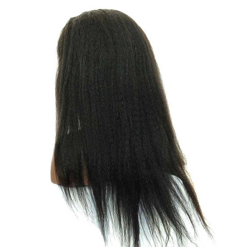 Brazilian Human Hair Lace Front Wigs Kinky Straight Human Hair Natural Black Bleached Knots Pre-Plucked With Natural Hairline