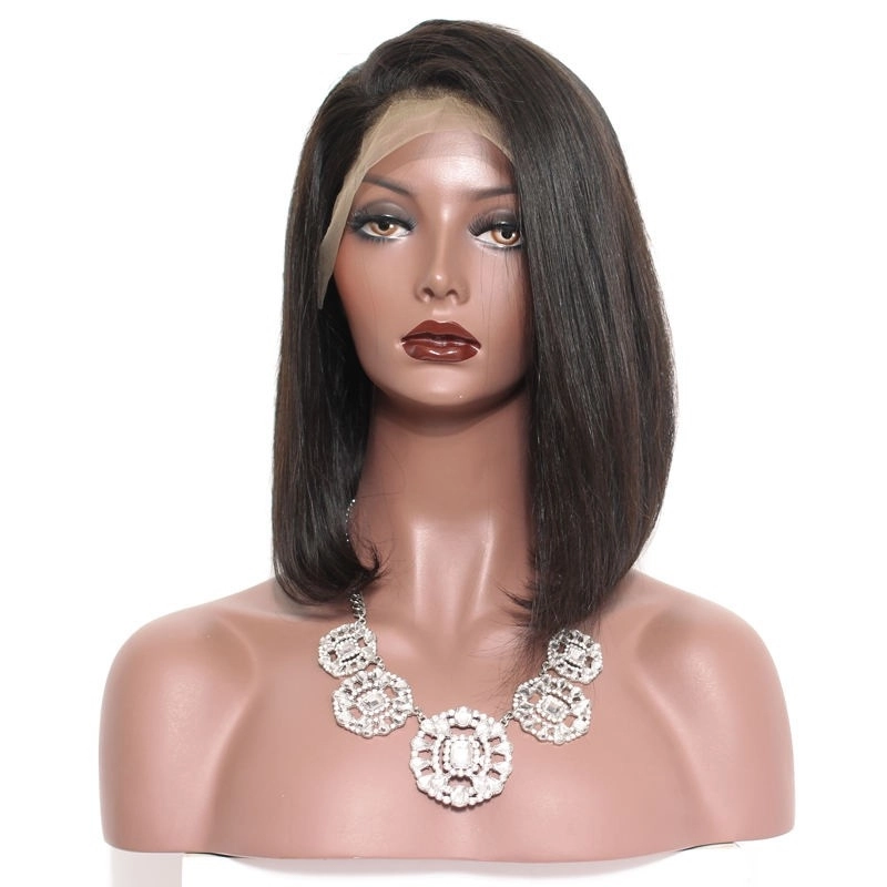 Short Lace Front Wigs Straight Natural Human Hair Bob Wig Style For Black Women Wig Bleached Knots With Natural Hairline