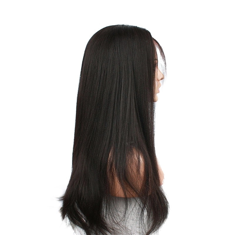 Lace Wigs With Baby Hair Natural Black Light Yaki Lace Front Wig Human Hair Bleached Knots Pre-Plucked Natural Hair Line