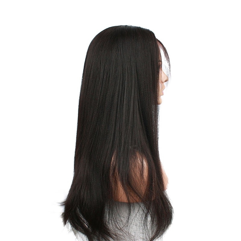 Lace Wigs With Baby Hair Natural Black Light Yaki Lace Front Wig Human Hair Bleached Knots Pre-Plucked Natural Hair Line