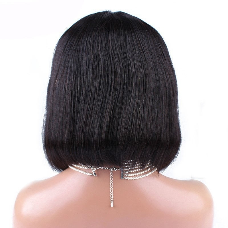 Short Black Bob Human Hair Straight Brazilian Remy Lace Front Wig 180% Density Hair Wigs Natural Baby Hair For Sale