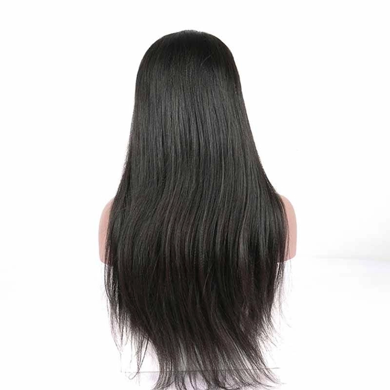 Natural Color Light Yaki Brazilian Remy Hair Lace Front Human Hair Wigs With Baby Hair Bleached Knots Pre-Plucked Hair Line On Sale