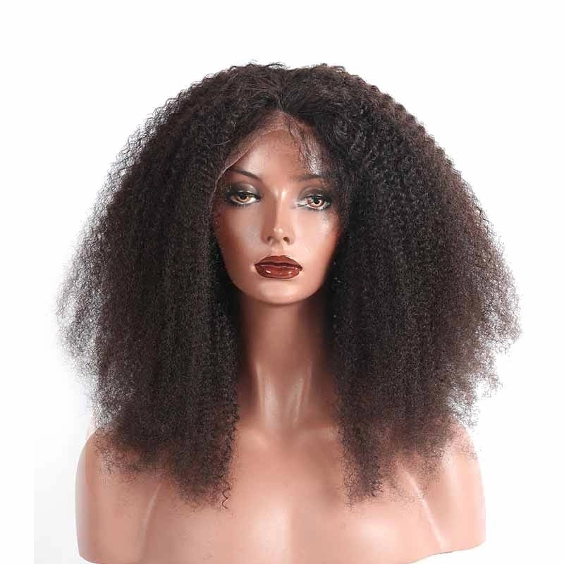 Lace Front Wig Curly Brazilian Human Hair 180% Density Afro Kinky Curly Wigs For Blackwomen Black Color