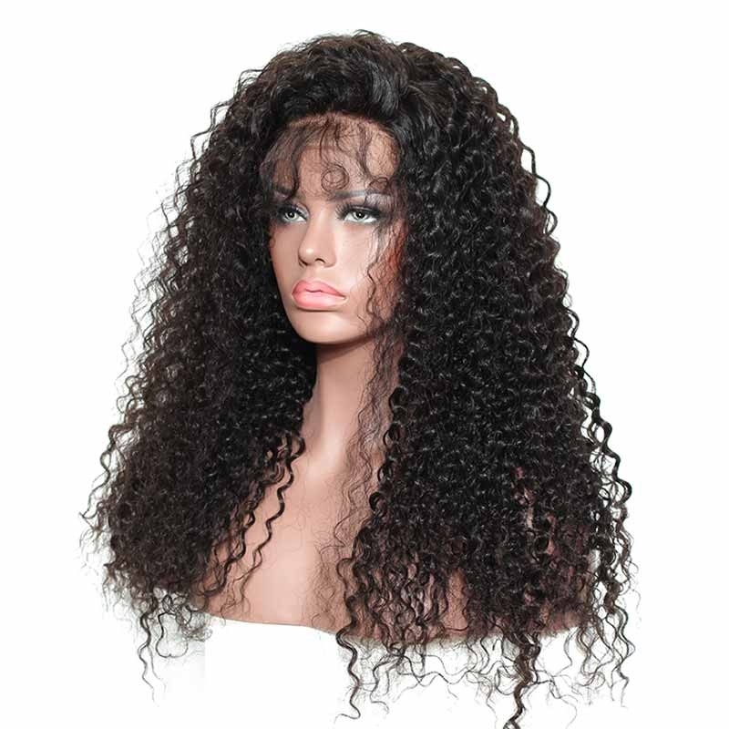 Hidden Knots Full Lace Wigs Deep Curly 180% Density Brazilian Hair Natural Hair Line Pre-Plucked Unprocessed Human Hair Natural Color Can Be Dyed