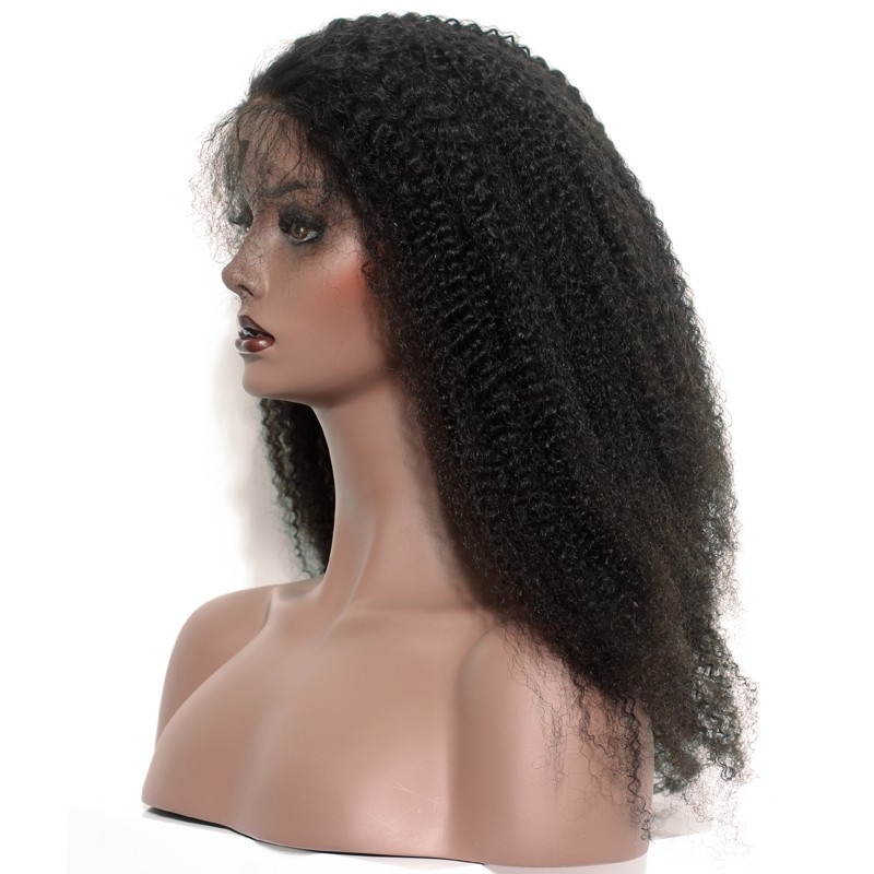 Full Lace Wigs On Sale Human Hair Afro Kinky Curly Hair 150% Density Glueless Lace Wig With Natural Hairline Bleached Knots Pre-Plucked