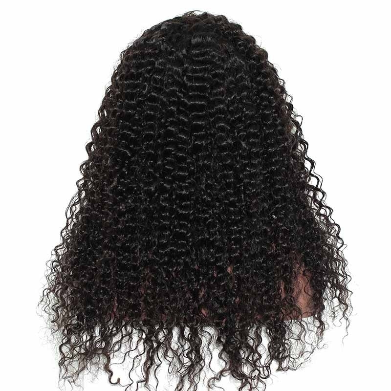 Hidden Knots Full Lace Wigs Deep Curly 180% Density Brazilian Hair Natural Hair Line Pre-Plucked Unprocessed Human Hair Natural Color Can Be Dyed