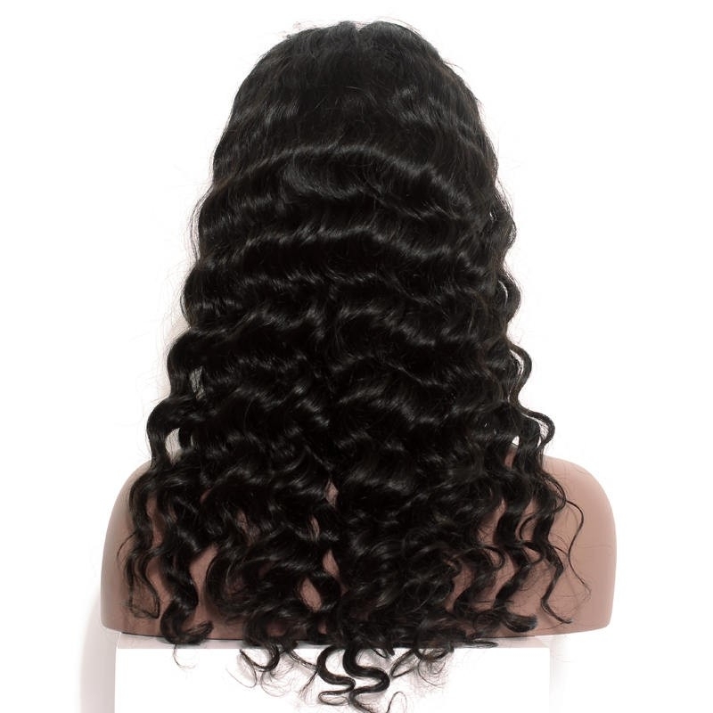 Full Lace Wigs Pre-Plucked Brazilian Loose Wace Human Hair Black Color Ponytail Wigs 180% Density Wigs No Shedding No Tangle Hidden Knots Natural Hair