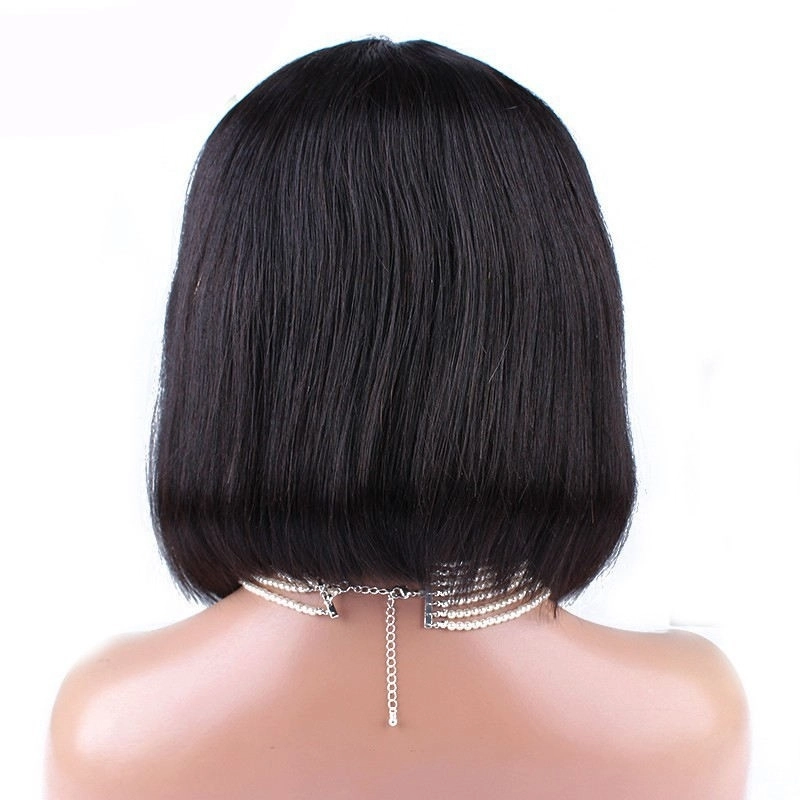 Full Lace Wigs Online Human Hair Straight Bob Wig Bleached Knots 180% Density Natural Color Glueless Wig For Sale