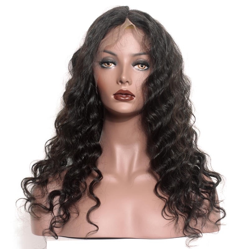 Full Lace Wigs Pre-Plucked Brazilian Loose Wace Human Hair Black Color Ponytail Wigs 180% Density Wigs No Shedding No Tangle Hidden Knots Natural Hair