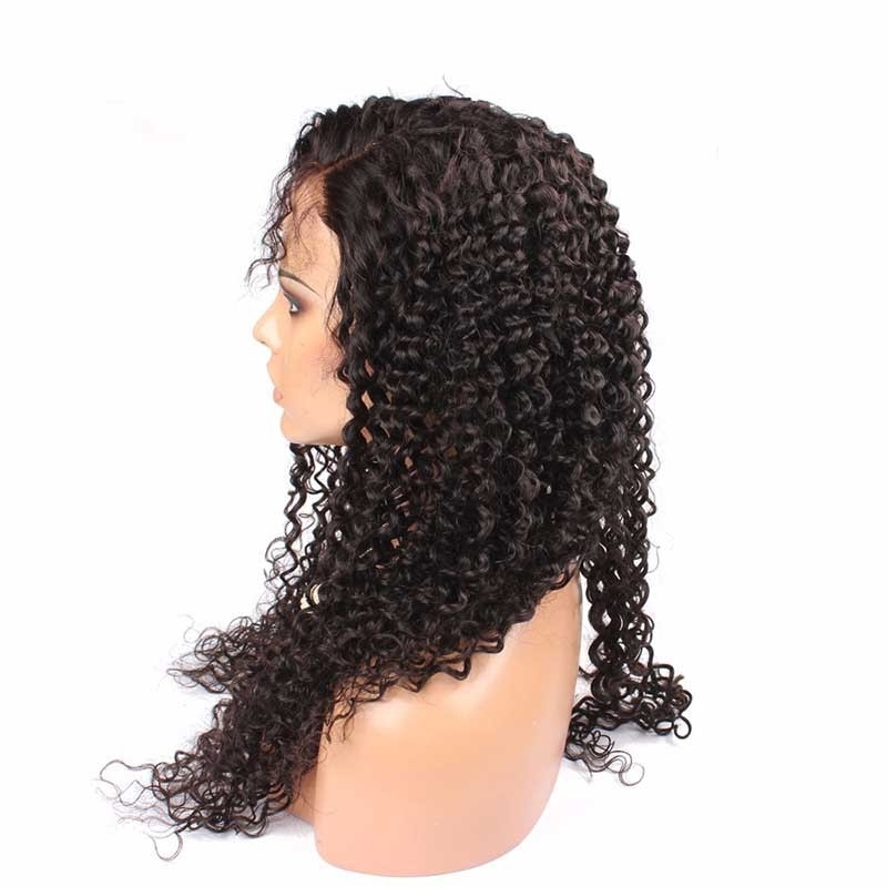 Human Hair Full Lace Wigs Glueless Full Lace Wig Brazilian Hair Natural Black Kinky Curly Hair With Natural Baby Hair Bleached Knots