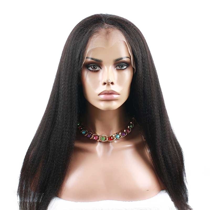 Remy Hair Full Lace Wigs Italian Yaki Wig With Baby Hair Bleached Knot Pre-Plucked Natural Color Human Hair