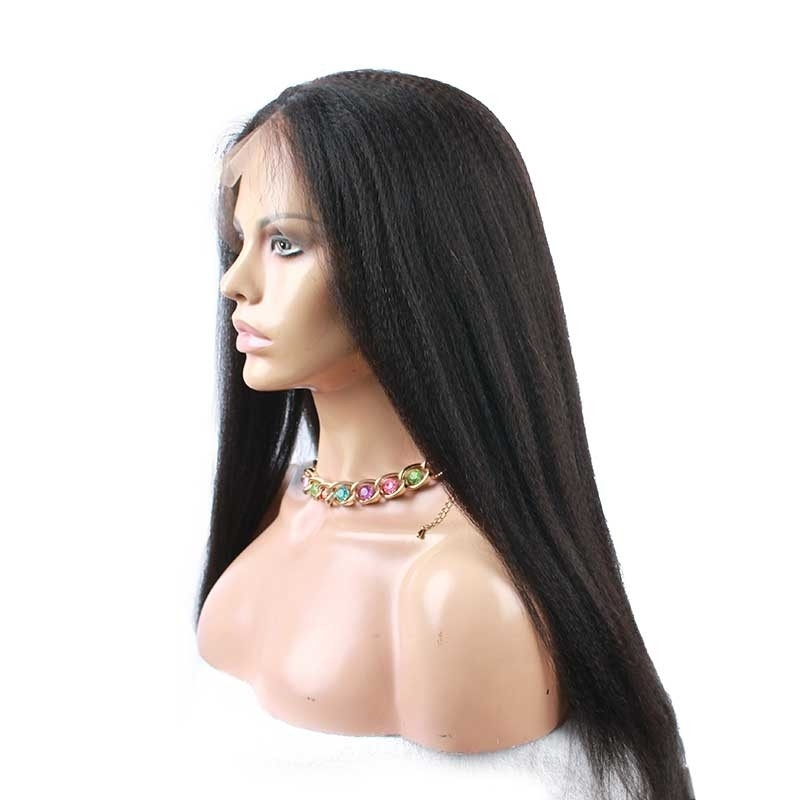 Remy Hair Full Lace Wigs Italian Yaki Wig With Baby Hair Bleached Knot Pre-Plucked Natural Color Human Hair