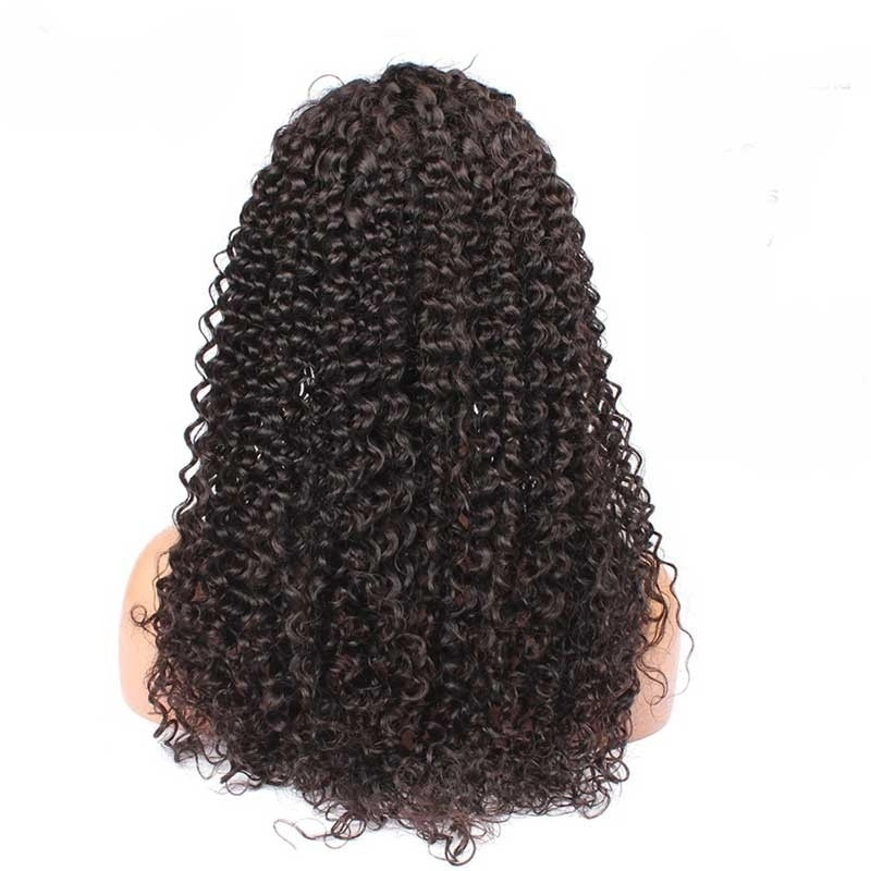 Human Hair Full Lace Wigs Glueless Full Lace Wig Brazilian Hair Natural Black Kinky Curly Hair With Natural Baby Hair Bleached Knots