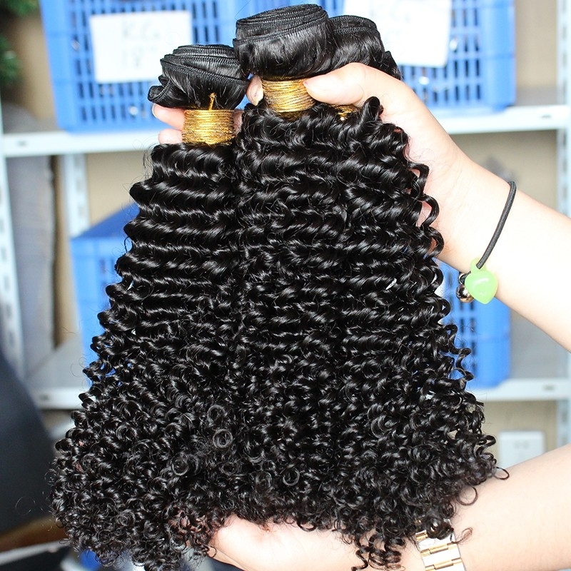 Affordable Kinky Curly Hair Weave Indian Remy Human Hair Natural Color 3 Bundle Deals