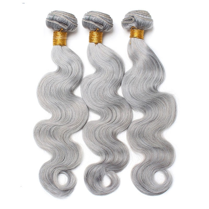 Color Platinum Grey Body Wave Brazilian Remy Hair Weaves 3pcs Buddles Deals