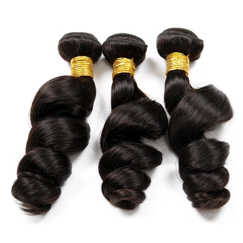 8A Remy Hair Bouncy Curl Unprocessed Hair 3 Bundles Loose Wave Peruvian Remy Hair Weave 3 Pc Lot