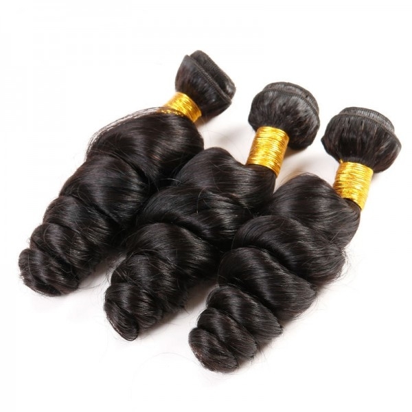 8A Remy Hair Bouncy Curl Unprocessed Hair 3 Bundles Loose Wave Peruvian Remy Hair Weave 3 Pc Lot