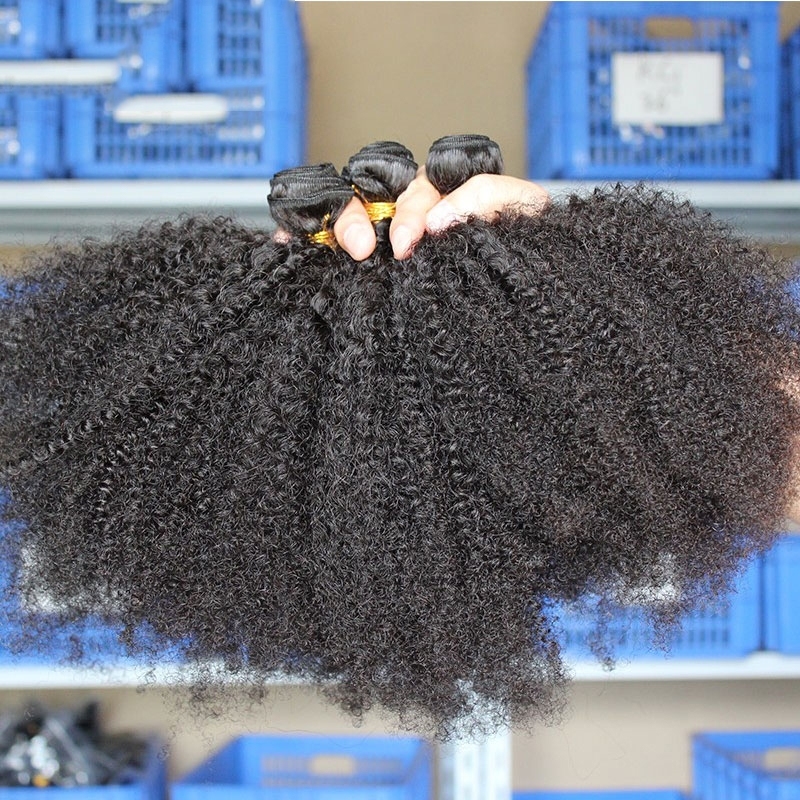 8A Grade 3pcs Lot Mongolian Afro Kinky Curly Human Hair Weaves Natural Black Afro Hair Bundles fast shipping