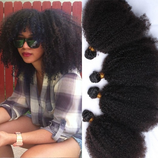 8A Grade 3pcs Lot Mongolian Afro Kinky Curly Human Hair Weaves Natural Black Afro Hair Bundles fast shipping