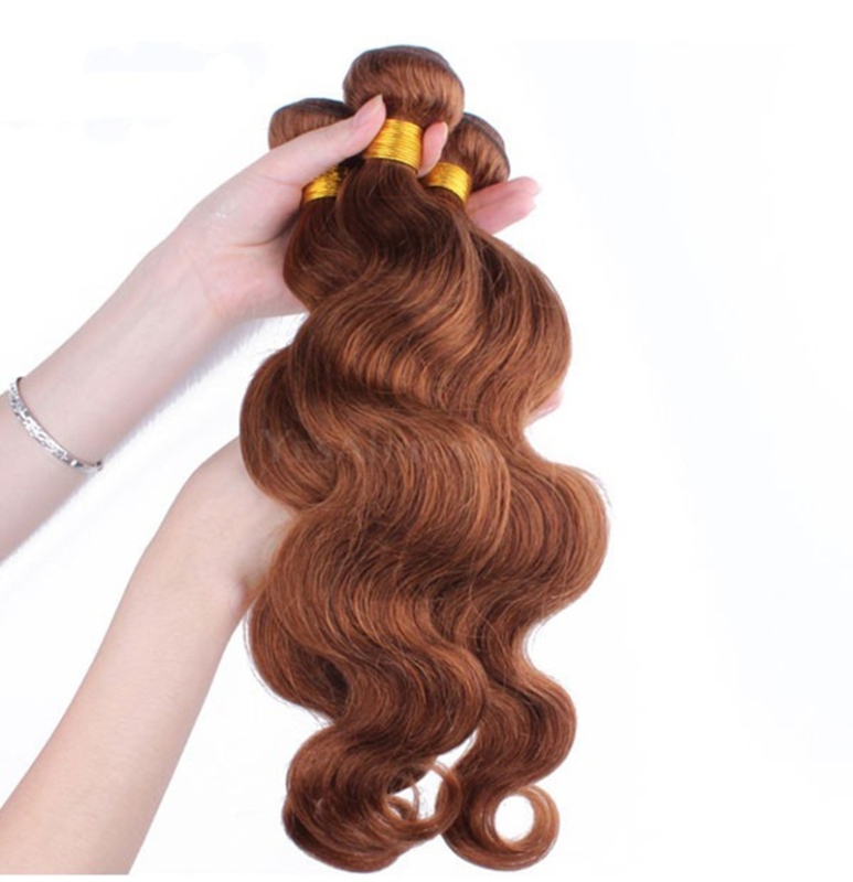 Color #30 Medium Brown Body Wave Peruvian Remy Hair Weaves 3pcs Buddles