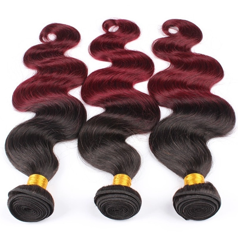 1B/Burgundy Color Body Wave Unprocessed Brazilian Human Hair Weave 3 Bundles