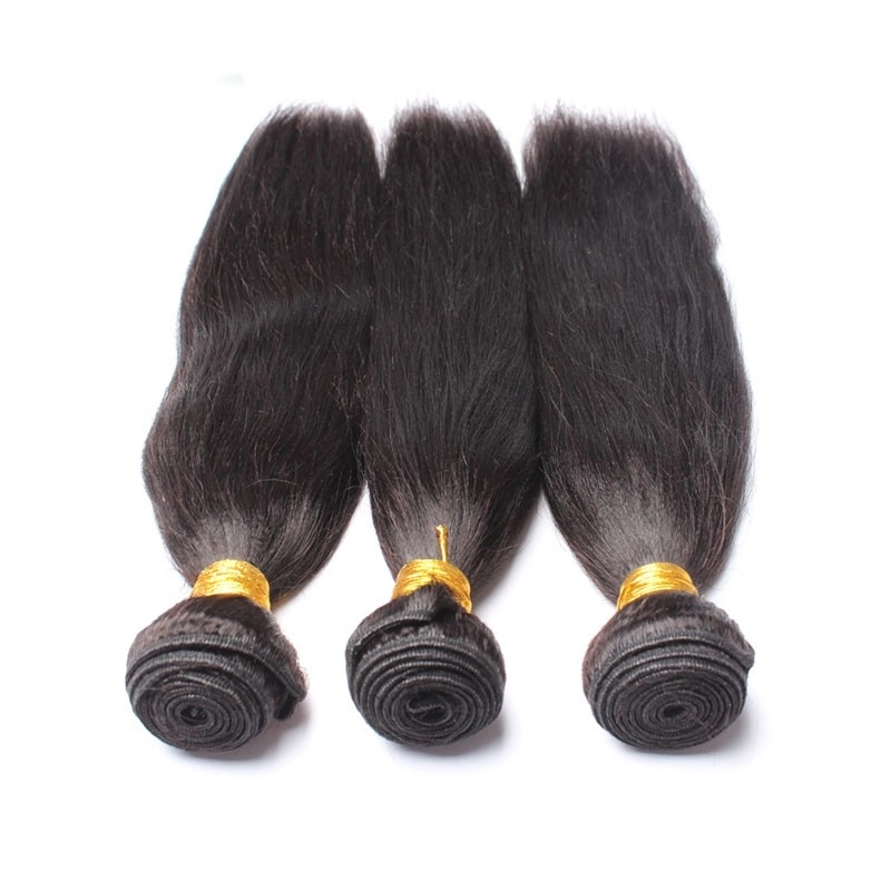 Italian Yaki Straight Brazilian Human Hair 3 Pcs/Lot Natural Color Hair Weave Bundles