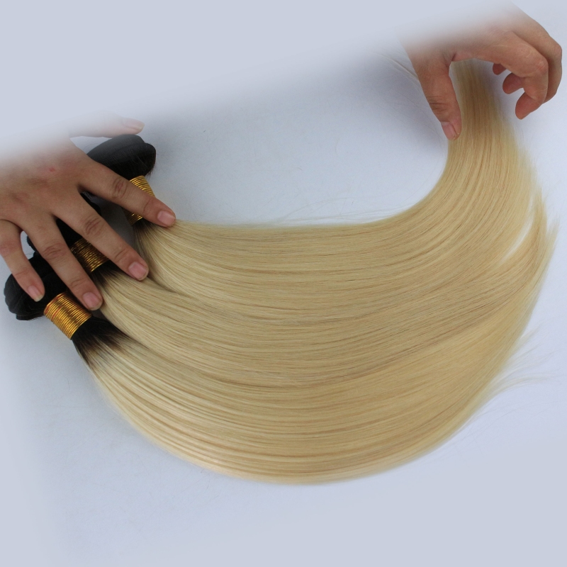 Blonde Brazilian Hair Straight 3 Bundle Deals 1BT613 Blonde Remy Hair Platinum Blonde Remy Hair Honey Blonde Brazilian Hair