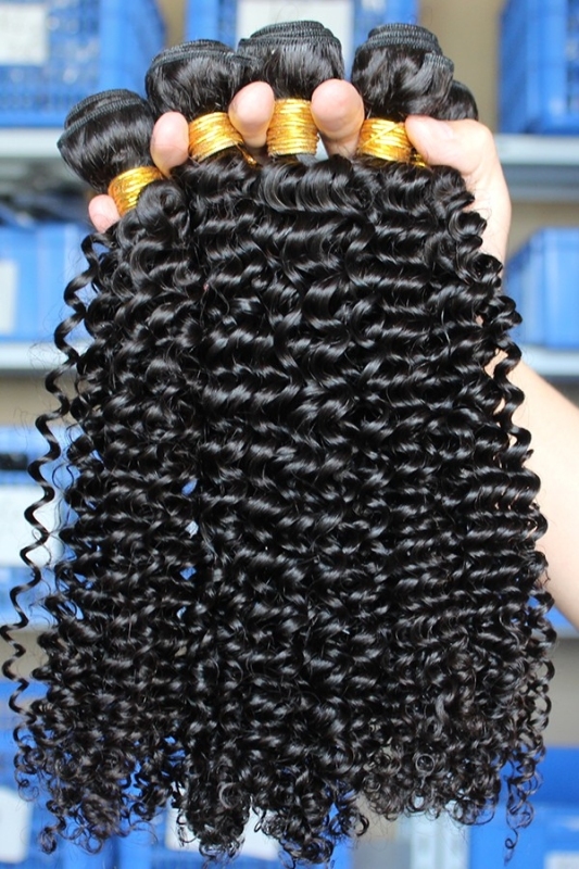 Affordable Kinky Curly Hair Weave Indian Remy Human Hair Natural Color 3 Bundle Deals