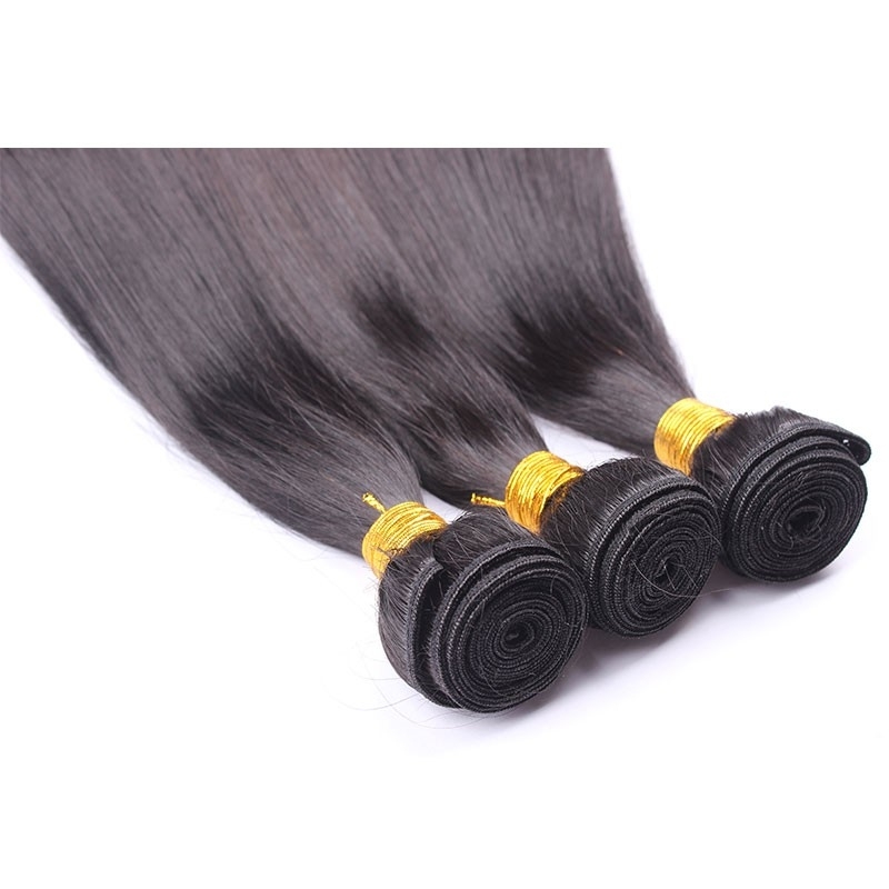 Natural Color Silk Straight Brazilian Human Hair Extensions Weave 3 Bundles